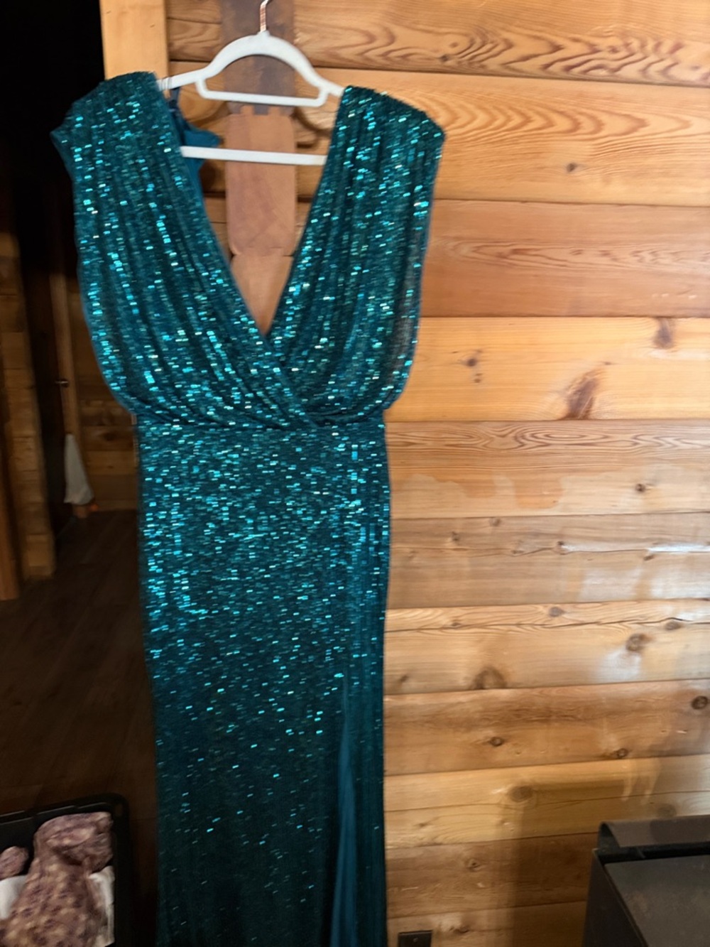BCBGMaxAzria Teal Sequin Evening Dress